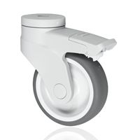 Roue pivotante médicale en TPR+PP de 100 mm avec trou de boulon, frein total, capacité de charge de 75 kg, pour hôpital, fabrication chinoise
