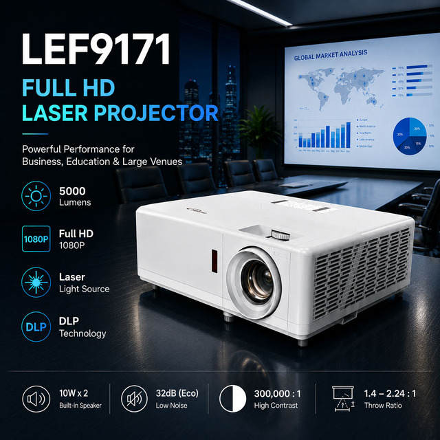 Original Optoma LEF9171 5000 Lumens Full HD 1080P Laser Business Projector for Conference Room Office Education Home Cinema