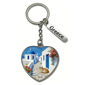 Porte-clés en métal personnalisé avec logo, cadeau de <span class=keywords><strong>voyage</strong></span>, souvenir de Grèce, Mykonos, <span class=keywords><strong>Crète</strong></span>, porte-clés grec - Product Image 1