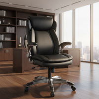Chaise de bureau confortable en mousse avec support lombaire à coussin d'air, hauteur réglable, dossier haut, pivotante, ergonomique, pour cadre dirigeant, à roulettes