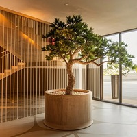 Projet d'aménagement paysager intérieur extérieur personnalisé, grand tronc, plantes artificielles, vieux pin, faux saule, faux érable