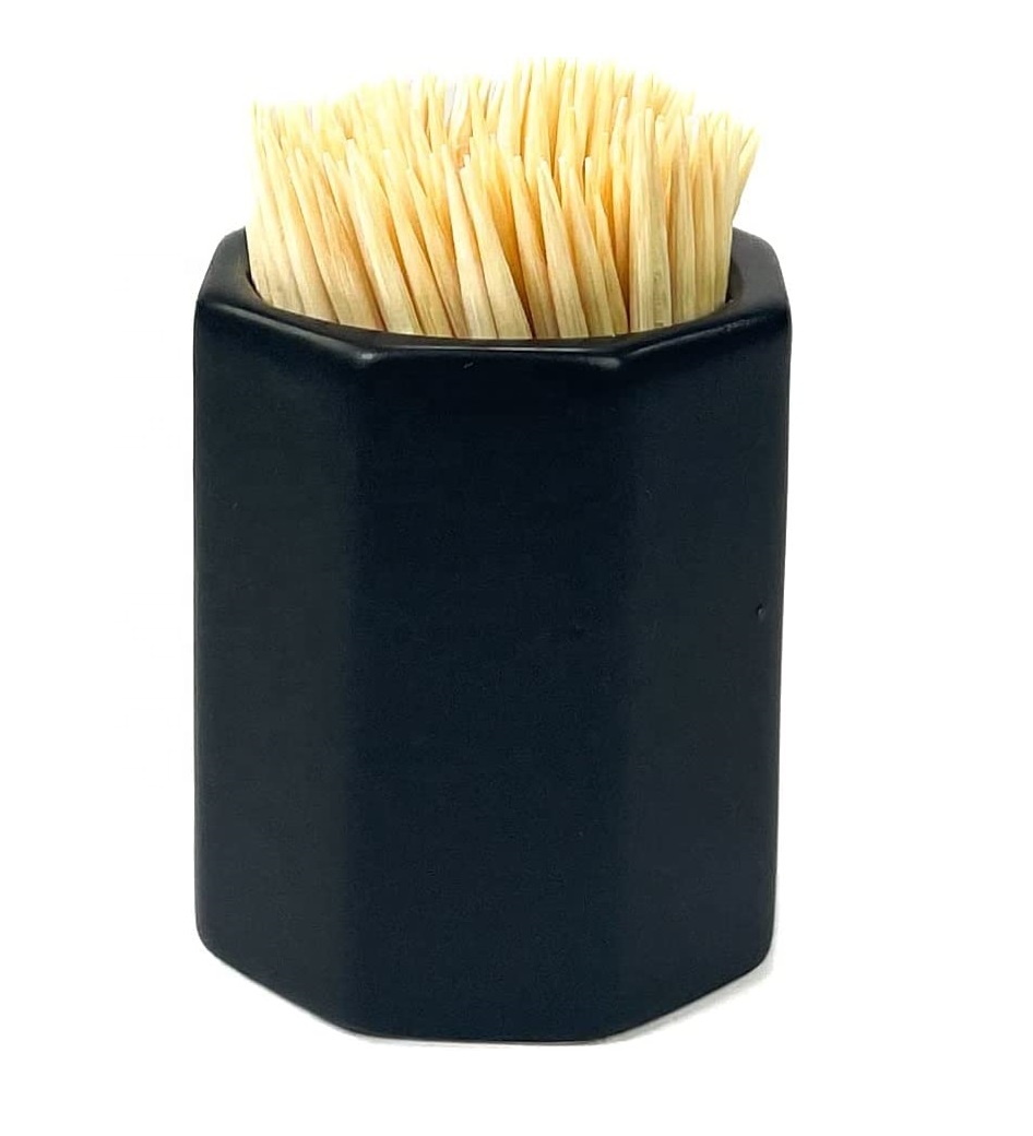 handmade decorative ceramic toothpick holder wooden tooth pick