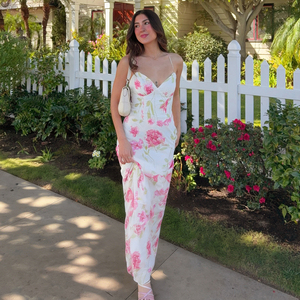 Vestido Maxi Floral Halter para Mujer, Estilo Vacacional, Nuevo, Espalda Descubierta, Sin Mangas, Ecológico, Chic, para Fiestas y Reuniones - Product Image 4