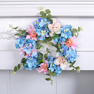 DAMAI <b>Spring</b> Festive Blue Pink White Hydrangea Wreath - Hot Selling Faux Floral <b>Decor</b> for Outdoor Garden Wedding Wholesale - Product Image 4