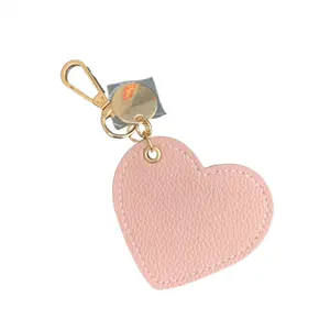 Wholesale Custom Logo Promotional Gift Keychains PU Leather Heart Shaped Keychains Bag Charm Pedant Keychains
