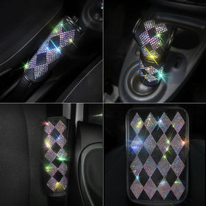 Bling Crystal Car Steering Wheel Cover Gear Cover Apoyabrazos Pad Juego completo Diamond Car Accesorio - Product Image 4