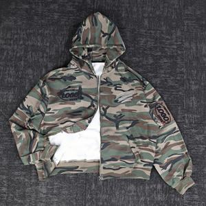 Sudadera con Capucha Personalizada para Hombre, con Estampado de Camuflaje, Logotipo Impreso de Alta Calidad, Sudadera con Capucha con Cierre y Estilo Desgastado para Hombre, Fabricante - Product Image 2