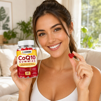 CoQ10 PQG Herbes ayurvédiques Champignons adaptogènes Probiotiques Gummies saveur cerise Étiquette personnalisée Emballage personnalisé Marque privée