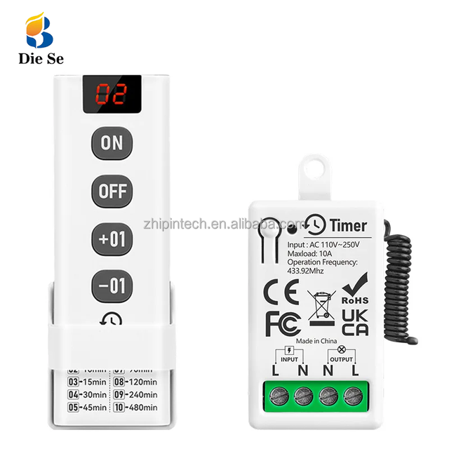 433MHz Wireless Remote Control Timer Light Switch 110V 220V 10 Gears Delay Mode Countdown Relay for Lamp Fan Home Appliances