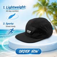 Topi Lari Snapback 5 Panel Bahan Nylon dengan Logo Reflektif Australia Camp Custom Trail Sport Hat