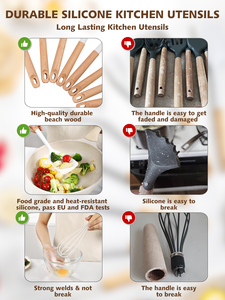 Juego de Utensilios de Cocina de Silicona de Grado Alimenticio de Alta Calidad, 10 Piezas, Resistentes al Calor, Aptos <span class=keywords><strong>para</strong></span> Lavavajillas, Duraderos - Product Image 3