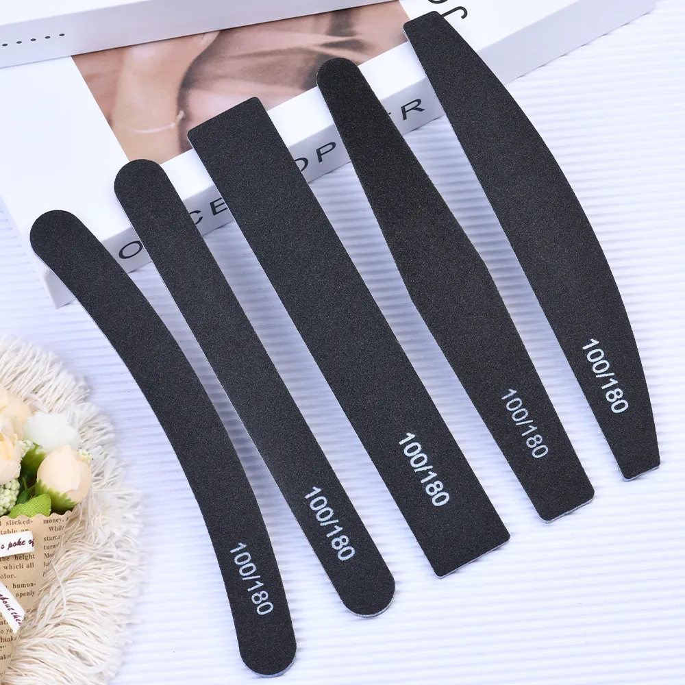 2022 Black Color Japan 100/180 Sand Durable Different Shapes Nail File Personalized Wholesale Beauty Nail Tools Custom Nail File