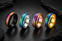 Bague d'humeur thermochromique en acier inoxydable noir personnalisée JLM Wholesale, bague changeante de couleur selon les émotions, bijoux de mode