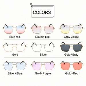 Lunettes de soleil carrées vintage tendance pour hommes et femmes avec logo personnalisé, monture métallique, protection UV400, double pont, vente chaude - Product Image 6