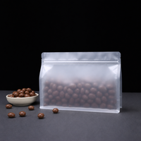 Sacs d'emballage transparents mats à fond plat, écologiques, personnalisés avec logo imprimé, avec fermeture éclair, pochettes verticales pour noix et snacks, vente en gros