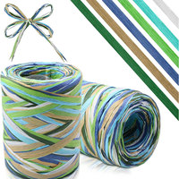 Ruban en papier de raphia naturel multicolore, ficelle mate, ruban en papier de raphia pour emballage de cadeau de Festival de ficelle décorative