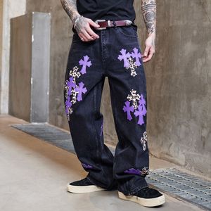 <span class=keywords><strong>Jeans</strong></span> Denim bordir kasual pria, jins Nano Retro kelas atas elastis gelombang lurus longgar bermerek, kancing kasual musim gugur