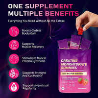 AHUALYN Créatine Monohydrate en Gummies Compléments Sportifs pour Adultes Halal 5000mg Saveur Fraise 60 Unités Gestion du Poids