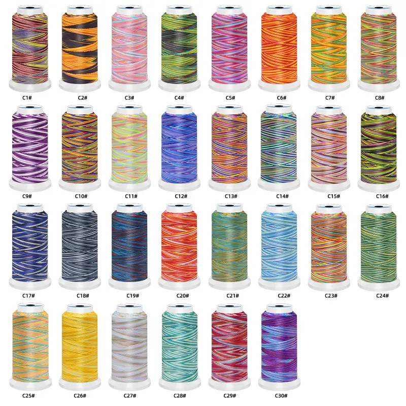 20/3 30/3 60/2 40/3 Manufacturer Industrial High Tenacity Gradient Polyester Sewing Yarn Colorful Thread For Sofa Leather Shoes