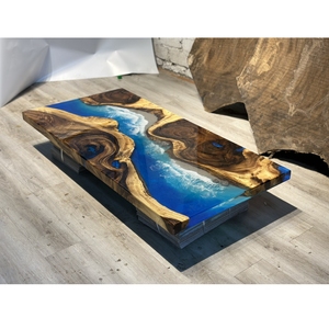 Mesa de Comedor de Resina con Cubierta de Madera Sólida 100% Natural COMMIT, Precio Económico y Razonable para Proveedores de Muebles de Madera - Product Image 1