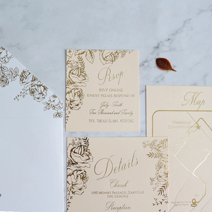 Invitación <span class=keywords><strong>DE</strong></span> BODA acrílica transparente personalizada, diseño floral, lámina <span class=keywords><strong>de</strong></span> oro, tarjeta RSVP y mapa, parte <span class=keywords><strong>de</strong></span> <span class=keywords><strong>la</strong></span> boda - Product Image 3