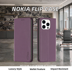 Shockporoof sang trọng Cuốn Sách Lật PU Leather <span class=keywords><strong>Wallet</strong></span> điện thoại di động Trường hợp với chủ thẻ cho <span class=keywords><strong>Nokia</strong></span> G42 G22 G21 C32 C22 - Product Image 2