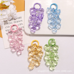 พวงองุ่นลูกปัดมุมใสสีสันสดใสใหม่พวงกุญแจรถพวงพวงองุ่นห้อยสำหรับกระเป๋าคู่ของตกแต่งเคสหูฟัง - Product Image 2