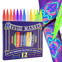 Crayon de maquillage imperméable, écologique, lumineux aux UV, 12 couleurs, DIY pour surligneur, sans transfert, séchage rapide, tête souple oblique