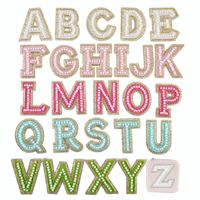 Lettres brodées à la main en perles et au crochet, à thermocoller