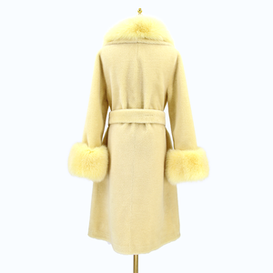 Abrigo Largo de Piel de Oveja Auténtica con Forro de Piel de Zorro de Lujo para <span class=keywords><strong>Mujer</strong></span>, Chaqueta de Lana de Cordero Cálida de Invierno de <span class=keywords><strong>Moda</strong></span> QIUCHEN QC21157 - Product Image 3