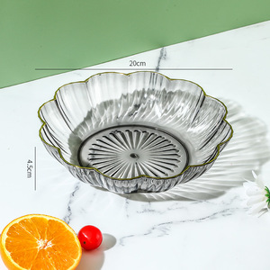 Vajilla DE FÁBRICA DE Yiwu de China, cuenco con borde dorado transparente, tira Vertical, plato para servir comida, plato de fruta para el hogar diario - Product Image 5