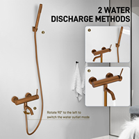 Ensemble de robinetterie de bain multifonctionnel en or rose, mitigeur de baignoire en acier inoxydable, support au sol, jets doux/pluie/massage, surface brossée