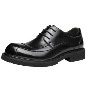 Chaussures en cuir pour hommes de luxe originales 2025, à bout carré, respirantes, à lacets, avec empeigne en cuir VALENTINA - Product Image 3