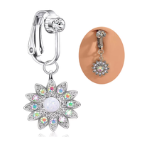 Faux bijoux de corps Xinfocus : Nouvelle tendance, faux piercing de nombril en forme de fleur, bijoux de corps sans perçage