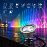 Projecteur submersible XYH CE IP68 en acier inoxydable blanc chaud RGBW pour fontaine à jet d'eau, éclairage de piscine sous-marine, contrôle DMX512 10-120
