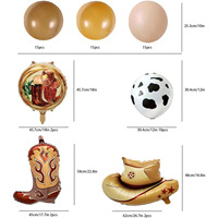 Ensemble de 136 ballons en latex sur le thème du cow-boy occidental, chapeau de cow-boy, bottes, fournitures pour fête sur le thème de la ferme, décorations de fête prénatale
