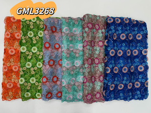 Oferta Especial: Tela de Encaje Nigeriano GML3268 Aso Ebi con Apliques de Flores 3D y Lentejuelas Bordadas, Tul Francés para <span class=keywords><strong>Vestidos</strong></span> de <span class=keywords><strong>Fiesta</strong></span> Africanos - Product Image 5