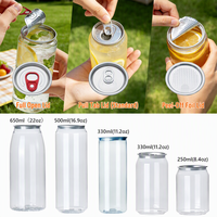 Transparante PET-plastic drankenblikje 500ml, food grade, met makkelijk openbare aluminium deksels, geschikt voor ijskoffie, frisdrank en thee