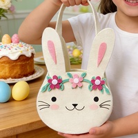 Panier de Pâques en feutre non tissé pliable, écologique, mini, coloré, imprimé sur mesure, pour la chasse aux œufs des enfants, conteneur cadeau, fête, Rolyee
