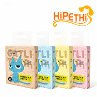Litière pour chat en tofu à la lavande, vente en gros, 6L, à base de soja et d'amidon de maïs, lavable, agglomération rapide, écologique, OEM, en vrac