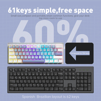 AG61 Wired RGB Backlit 61 Keys Blue&White Keycaps Compact 60% Wire USB 60% Mechanical Gaming Keyboard Yellow Switch