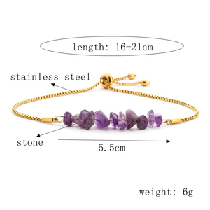 Metaphysical Healing Natural Stone Chip Slider <b>Bracelet</b>, <b>Adjustable</b> Jewelry for Daily Wear & Mother's Day Gifting - Product Image 5