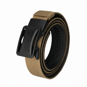 2026 Hot selling Nylon <b>Fabric</b> <b>Belt</b> 3.5cm Auto Lock Buckle Casual Style Tan with Black Interior Resin Buckle - Product Image 1