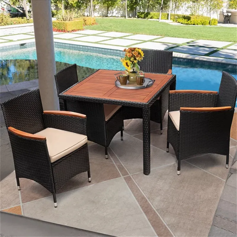 Personalizzato imbottito combinazione all'aperto sedile per il tempo libero balcone giardino Rattan tavolo e sedia mobili