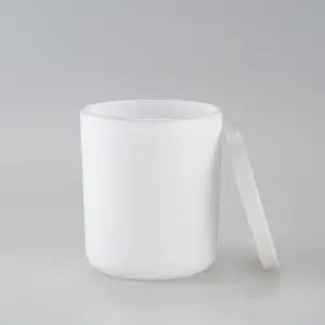 12.5oz Cambridge Style Matte White Glass Candle Jar With Matte White Metal Lid Iron For Candle Making