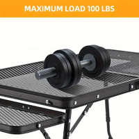 Mesa plegable para asar al aire libre con malla metálica, ligera, expandible, estilo maleta.