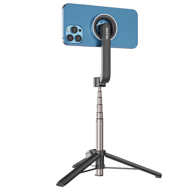 Telesin 360 Rotation Magnetic Mag Safe Remote Control Mini Flexible Selfie Stick Tripod Stand for iPhone 3.5"-6" Smartphones