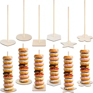 Wholesale Wood Donuts Display Stand Doughnut Display Holder For Party Wedding And Home Decoration