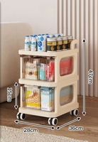 Conteneurs de rangement en plastique empilables en gros avec portes coulissantes et boîtes de rangement amovibles pour îlots de cuisine, chariots et armoires