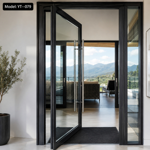 Porta Singola in Vetro con Pannello Laterale Fisso in Lega di Alluminio Nero a Griglia, Porta Divisoria Interna Moderna Personalizzata - Product Image 6